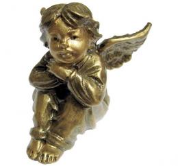 SYNTHETIC MARBLE CHERUB ANGEL SEATED LEATHER FINISH